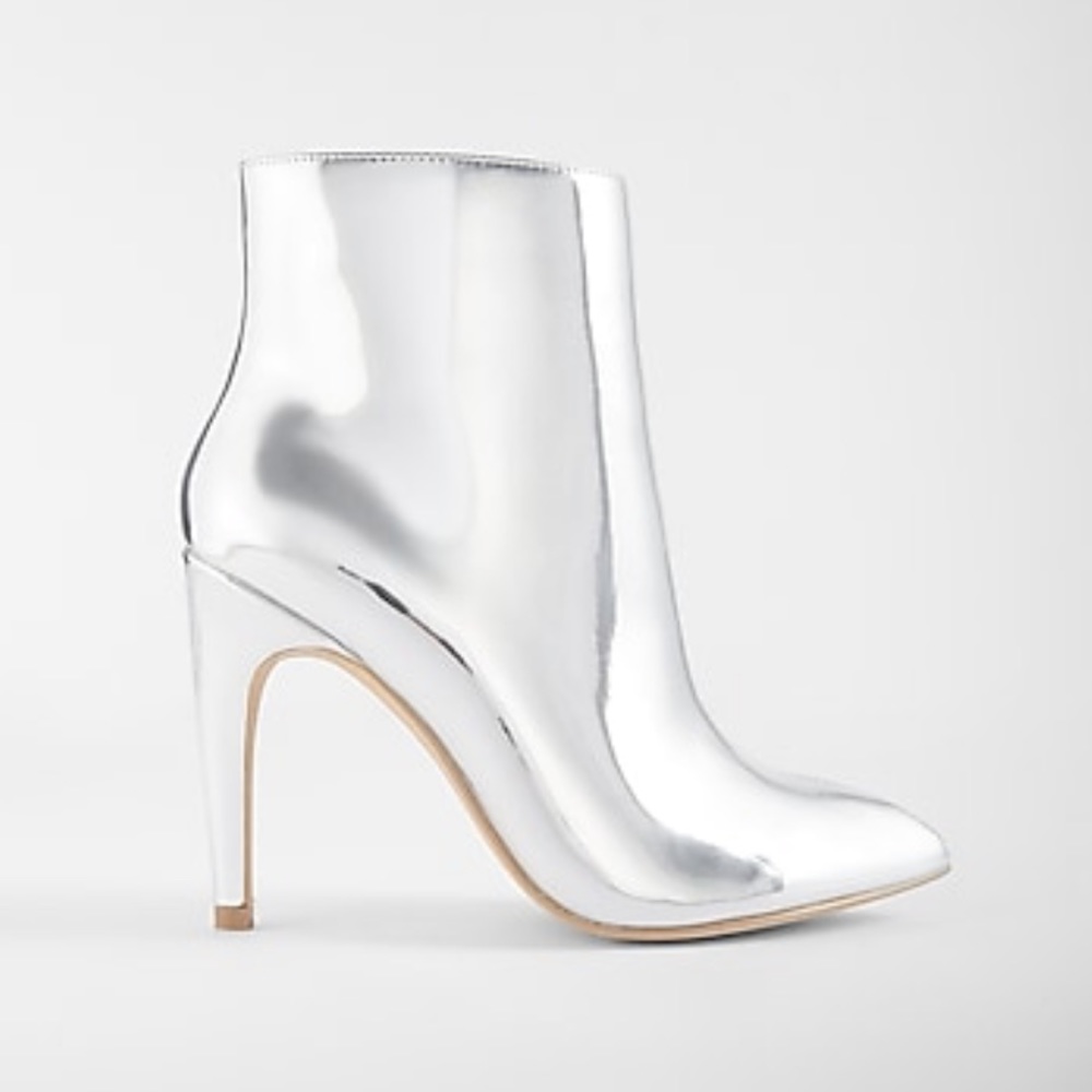Express Silver Metallic Ankle Booties